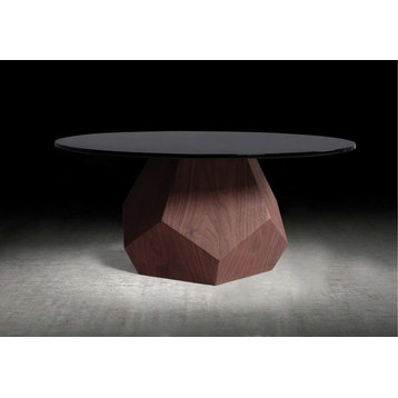 Modrest Rackham Modern Walnut and Smoked Glass Coffee Table