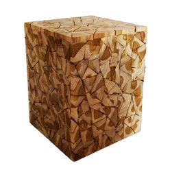 BHome - Rustic Mosaic Square Stool - Accent And Garden Stools