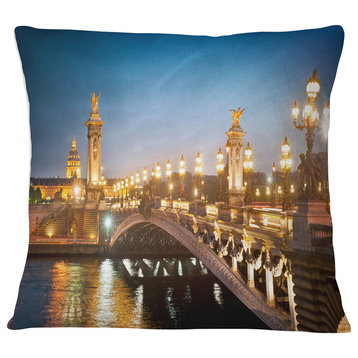 Pont Alexandre III Bridge Cityscape Photo Throw Pillow, 18"x18"