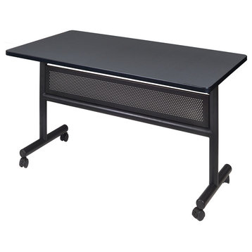 Kobe 48" Flip Top Mobile Training Table With Modesty, Gray