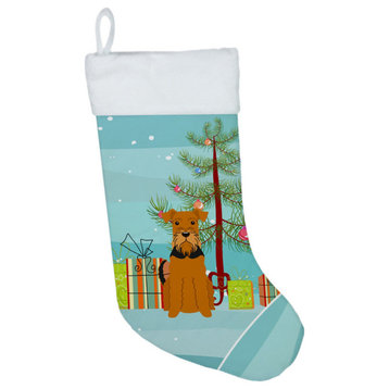 Merry Christmas Tree Airedale Christmas Stocking