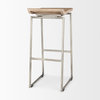 Givens Light Brown Solid Wood with Silver Metal Frame Bar Stool