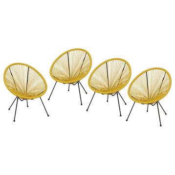 Major Outdoor Hammock Weave Chair With Steel Frame, Set of 4, Yellow/Black