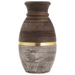 Elk Home - Elk Home H0807-9256 Dunn, 11" Small Vase - Natural woodTwo tone finishMetal detailingDunn 11 Inch Small V Brown/Natural *UL Approved: YES Energy Star Qualified: n/a ADA Certified: n/a  *Number of Lights:   *Bulb Included:No *Bulb Type:No *Finish Type:Brown/Natural