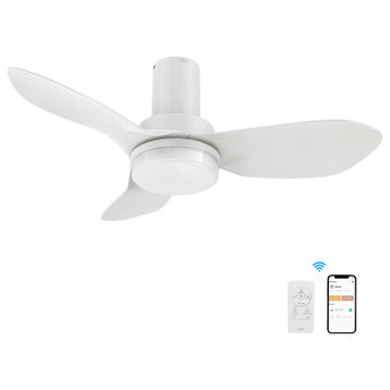 Carro 36" 3 Blade Flush Mount Ceiling Fan with Dimmable LED Light and Remote