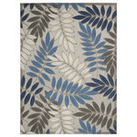 Nourison - Nourison Aloha ALH18 Grey/Blue 7'10" x 10'6" Area Rug - A cheerful and charming oversized leaf design is a fun, flirty and fashionable way to uplift any environment, especially when presented in complementary hues of blue, turquoise, cream and grey. This Aloha indoor/outdoor area rug from Nourison is created from premium stain-resistant fibers for long wear, low maintenance, and a splendid texture.