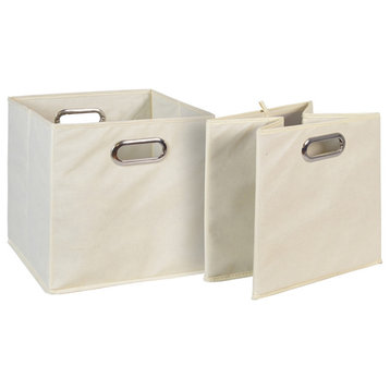 Cubo Set of 2 Foldable Fabric Storage Bins- Beige