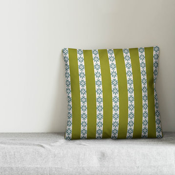 Southwestern Pattern, Green and Blue Outdoor Throw Pillow, 16"x16"