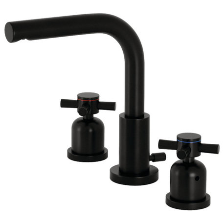 Fauceture Widespread Bathroom Faucet With Brass Pop-Up, Matte Black