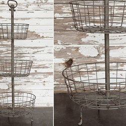 Exquisite Large Distressed Three Tier Basket - Baskets