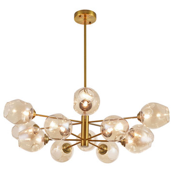 12-Light Halogen Pendant, VB with Champagne Glass