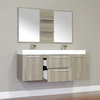 The Modern 54" Double With Mount Modern Bathroom Vanity, Gray, Without Mirror