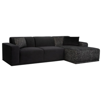 Nuevo Furniture Leo Right Arm Chaise Sectional Sofa, Black