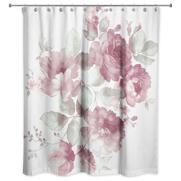 Watercolor Flowers 3 71x74 Shower Curtain