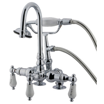 Kingston Brass Deck-Mount Clawfoot Tub Faucets With Polished Chrome CC18T1