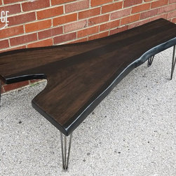 Walnut Coffee Table- Live Edge- Long Coffee Table- Java- Black- Steel- Industria - Coffee Tables