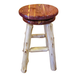 Cedar Wood Swivel Stool Transitional Bar Stools And Counter