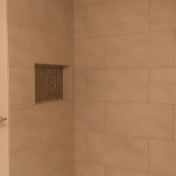 BATHROOM - 12" x 24" Gray Wall Tile / 5" x 24" Wood Plank Floor Tile