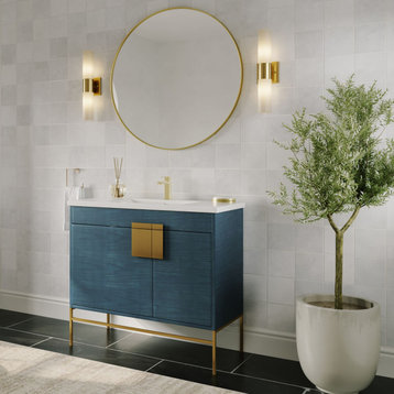 The Lockhart Bathroom Vanity, Modern Blue, 36", Single Sink, Freestanding
