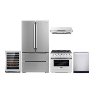 5PC Kitchen Package with 36 Gas Range & 36 Under Cabinet Range Hood -  Contemporary - Refrigerators - by Cosmo