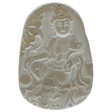 Clear Liuli Glass Kwan Yin, Bodhisattva, Goddess Of Mercy Statue Pendant