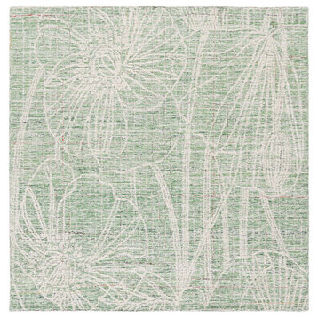 Safavieh Metro Collection MET875Y Rug, Green/Ivory, 6' x 6' Square