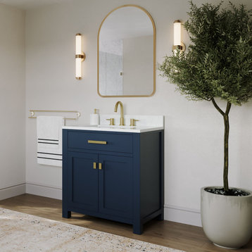 Polaris Bathroom Vanity, Single Sink, 30", Monarch Blue, Freestanding