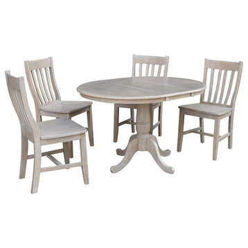 36" Round Extension Dining Table With 4 Cafe Chairs