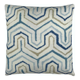 The Pillow Collection Poplar Geometric Pillow Blue