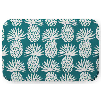 34" x 21" Pineapple Pattern Bathmat, Ocean Teal
