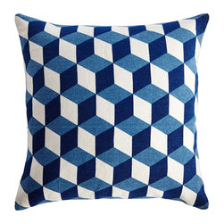 BLUE CUBE PILLOW COVER &ndash; SQUARE - NEW - Decorative Pillows