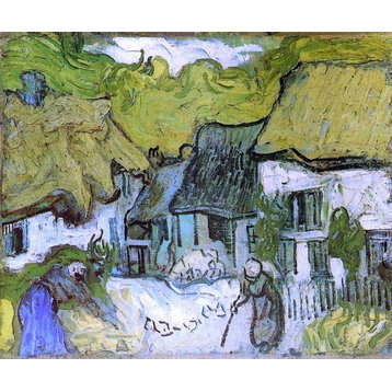 Vincent Van Gogh Thatched Cottages in Jorgus, 20"x25" Wall Decal
