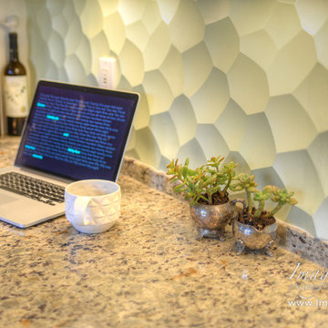 Kitchen with Custom Veneer Plaster & Metallic Backsplash