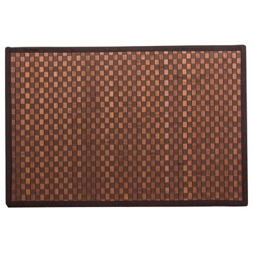 Checkered Natural Bamboo Floor Mat, 48x72", Brown