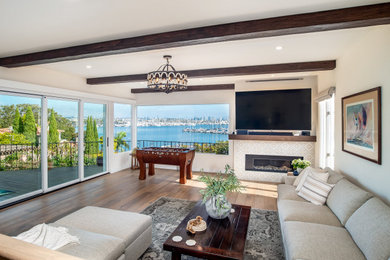This is an example of a beach style living room in San Diego.