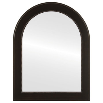 Yvonne Framed Vanity Mirror, Crescent Cathedral, 28.4"x36.4", Rubbed Bronze