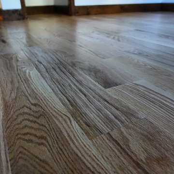 Classic 5" Red Oak with Red Brick Fireplace