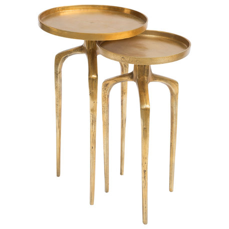 Set of 2 Como Accent Tables Antique Gold