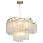 Maxim Lighting - Victoria 9-Light Pendant - Cascading Waterfall glass shades are suspended from a frame finished in our popular Golden Silver. This elegant collection spans design genres from contemporary to traditional which gives it universal appeal.