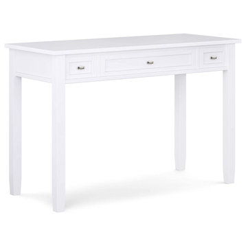 Rustic Desk, 2 Small Drawers & Keyboard Tray With Flip Down Front, White