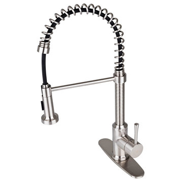 Spring Pull-Down Kitchen Faucet with Deck Plate Brushed Nickel