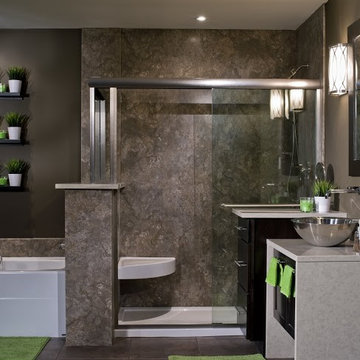 Framed Glass Shower Door with Low Threshold Shower Pan