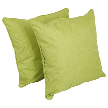 25" Double-Corded Polyester Square Floor Pillows With Inserts, Set of 2, Lime