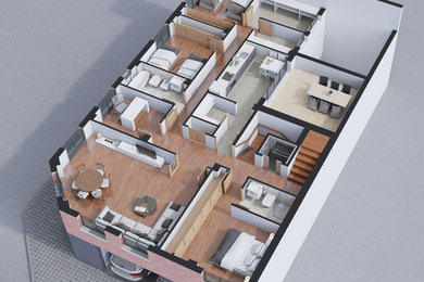 Plano 3D de vivienda en Valdepeñas (Ciudad Real)