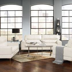 Benjamin Modern White Bonded Leather Sofa Set - $1906.70 - Living Room Furniture Sets