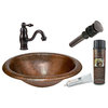 18-In Wide Rim Oval Self Rimming Hammered Copper Sink Pack-3 With Accessories