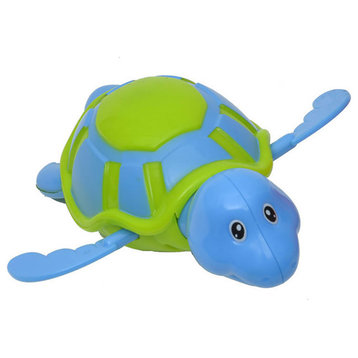 Funny Wind Up Swimmer Turtle Bathtub Baby Toy Blue Green