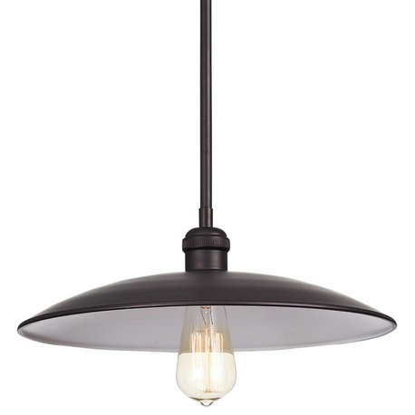 1-Light Oil Rubbed Bronze Domed Modern Farmhouse Pendant Chandelier