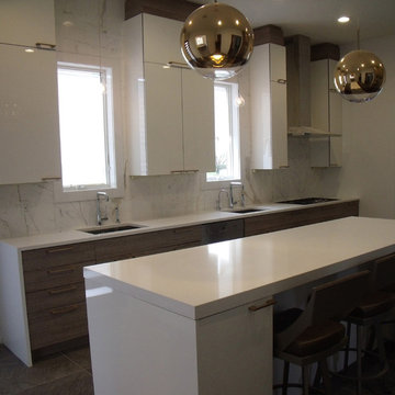 Jersey Shore Kitchen Remodel Contemporary Melamine Cabinets Quartz Countertops