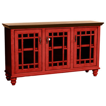 65" Traditional Sideboard Buffet, Persimmon Red